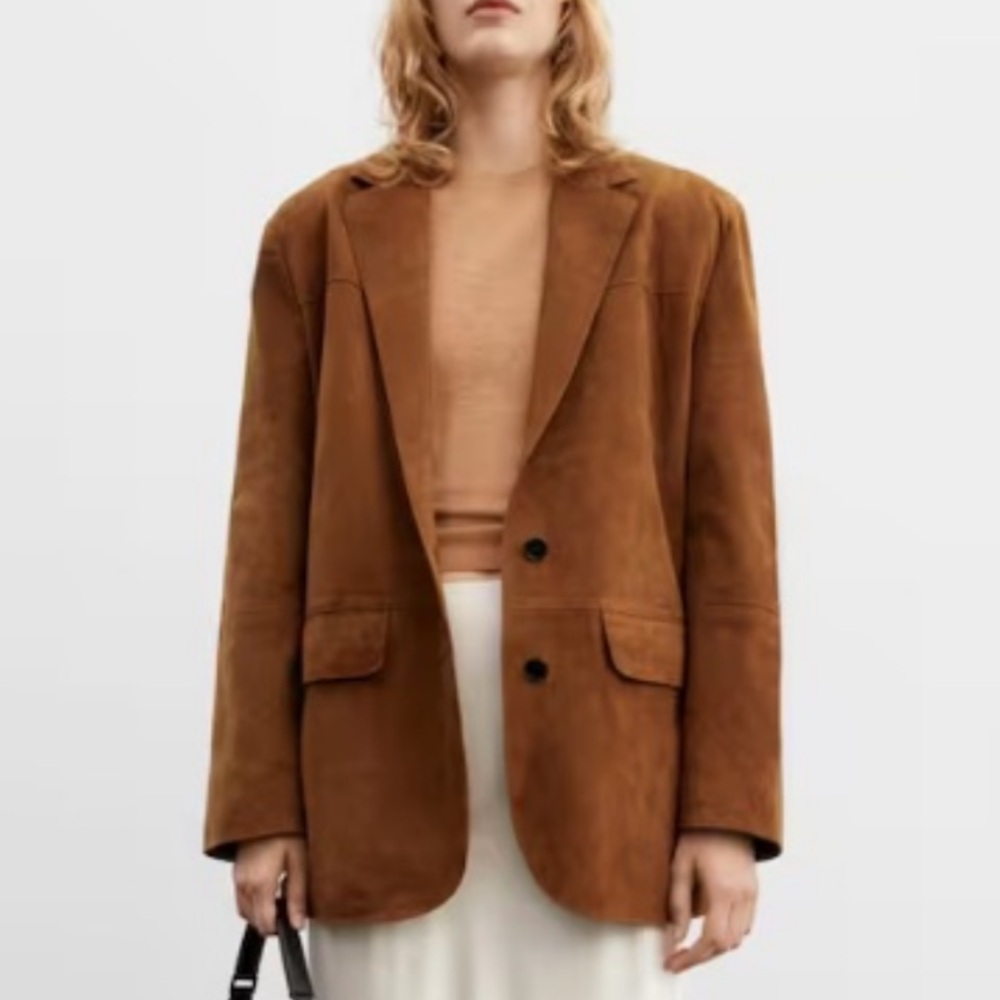 MANGO Straight Suede Blazer size XS
